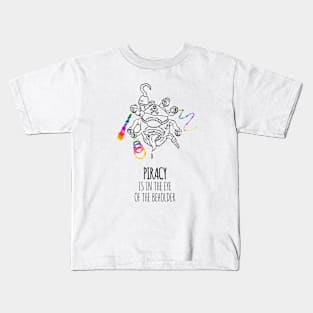 Piracy is in the Eye of the Beholder - rainbow & black - ttrpg LGBTQ+ Kids T-Shirt